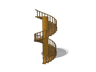 <em>现代</em>实木<em>螺旋</em>楼梯草图大师模型，楼梯sketchup模型下载