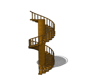 现代实木螺旋楼梯草图大师模型，楼梯sketchup模型下载
