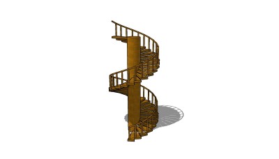 现代实木螺旋楼梯草图大师模型，楼梯sketchup模型下载