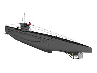 德国VIIC型U570潜艇su模型，潜艇草圖大師模型下載