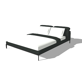 <em>现代</em>布艺<em>双人</em>床免费su模型，<em>双人</em>床sketchup模型下载
