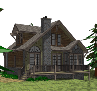 东南亚独栋别墅su模型下载，别墅草图大师模型分享