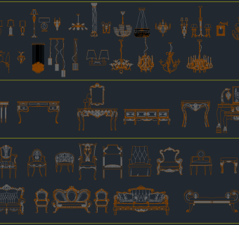 常用欧式家具CAD素材，家具CAD建筑图纸下载