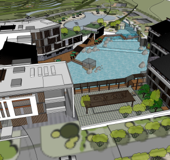 度假酒店草图大师模型下载、度假酒店su模型下载