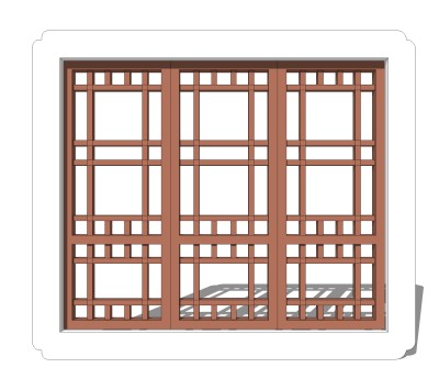 中式窗草图大师模型,中式窗SU模型下载