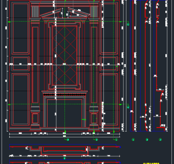 大理石背景墙护墙板角花罗马柱CAD，背景墙CAD建筑图纸下载