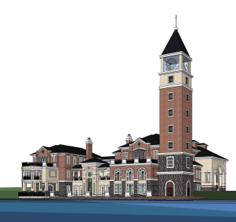 欧式独栋别墅草图大师模型，sketchup别墅su模型下载