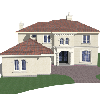 美式别墅草图大师模型，别墅SKB文件下载