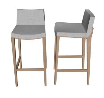 现代实木布艺吧椅su模型，椅子草图大师模型下载