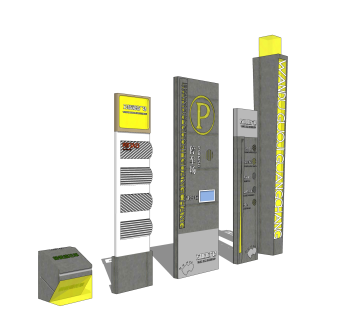 现代指示牌sketchup模型，指示牌草图大师模型下载