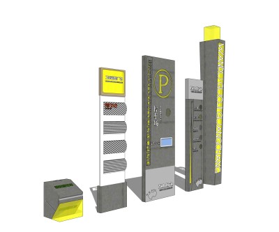 现代指示牌sketchup模型，指示牌草图大师模型下载