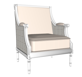 简欧单人沙发skp模型，欧式布艺沙发su模型下载