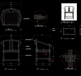 新中式椅子施工图CAD图纸