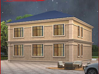新款网红乡村别墅图纸，欧式农村二层自建楼房设计图