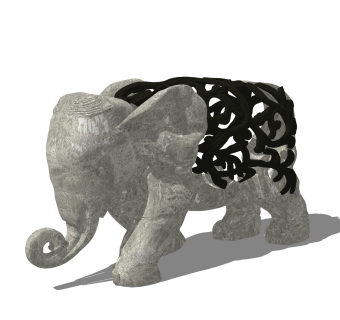 大象雕塑摆件草图大师模型,现代装饰品su模型下载