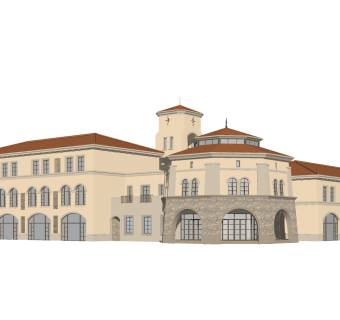 欧式沿街商业建筑草图大师模型，沿街商业建筑sketchup模型免费下载