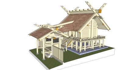 中式古建筑免费su模型下载、古建筑草图大师模型下载