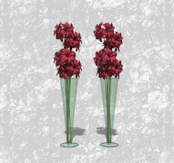 朱顶红花瓶插花su模型，花艺草图大师模型下载