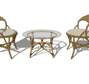 现代休闲桌椅草图大师模型下载，休闲桌椅sketchup模型