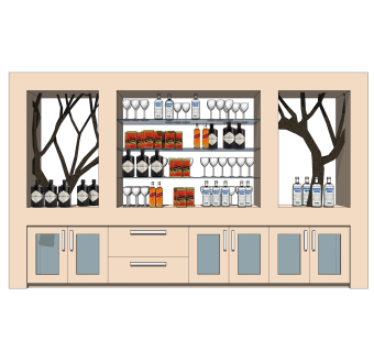 现代时尚酒柜草图大师模型，酒柜sketchup模型下载