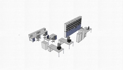 现代办公桌su模型，办工桌sketchup模型下载