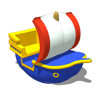 现代儿童小船草图大师模型，玩具su模型下载