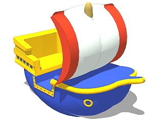 现代儿童小船草图大师模型，玩具su模型下载