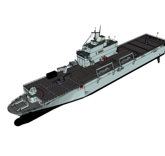 意大利圣乔治级L9893圣马可号登陆舰草图大师模型，登陆舰SU模型下载