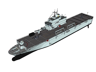 意大利圣乔治级L9893圣马可号登陆舰草图大师模型，登陆舰SU模型下载