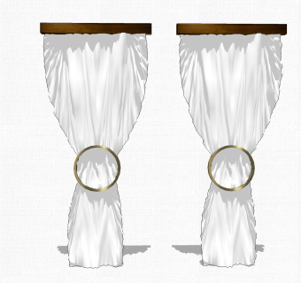 现代白色简约窗帘草图大师模型，窗帘skp模型下载