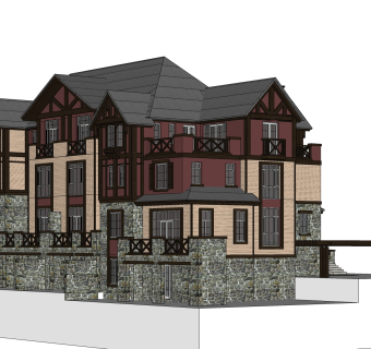 欧式别墅外观草图大师模型，SU模型免费下载