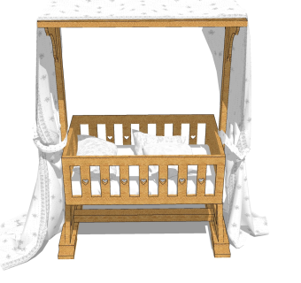 美式婴儿床草图大师模型，婴儿床skb文件下载