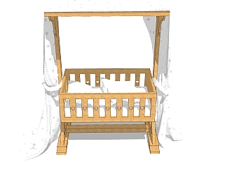 美式婴儿床草图大师模型，婴儿床skb文件下载