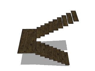 现代<em>木楼梯</em>草图大师模型，楼梯sketchup模型下载