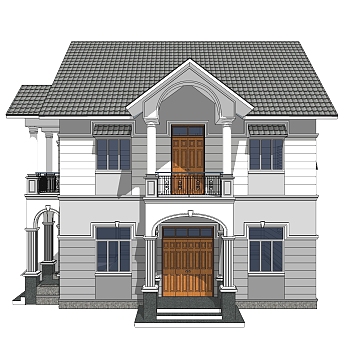 欧式别墅SU模型，别墅SKP模型下载