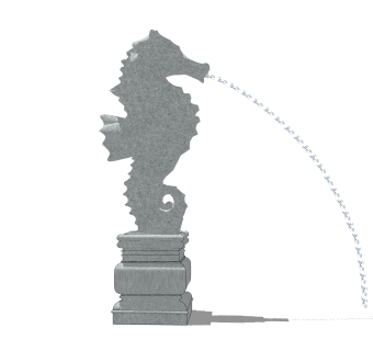 海马喷泉雕塑su模型,摆件草图大师模型下载