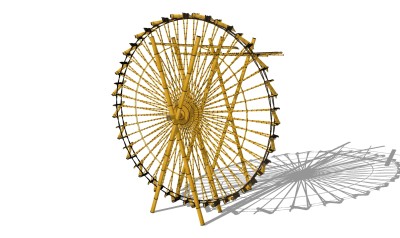 中式水车草图大师模型，水车 sketchup模型下载