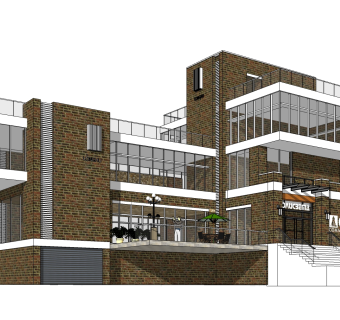 现代办公楼草图大师模型，办公楼sketchup模型免费下载