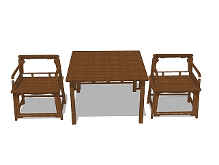<em>中式</em>精品<em>桌椅</em>组合草图大师模型，单椅sketchup模型下载