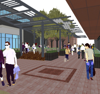 现代商业街草图大师模型，商业街sketchup模型下载