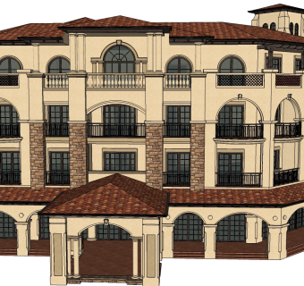 欧式酒店草图大师模型下载、欧式酒店su模型下载