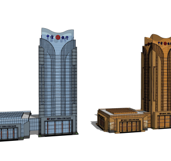 现代高层办公楼草图大师模型，高层办公楼sketchup模型免费下载
