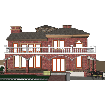 欧式独栋别墅草图大师模型，sketchup别墅su模型下载