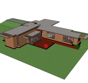 现代简约风格别墅草图大师模型，别墅SU模型下载