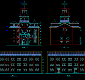 三层教堂施工图，教堂CAD建筑图纸下载