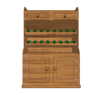 中式酒柜草图大师模型，酒柜su模型下载