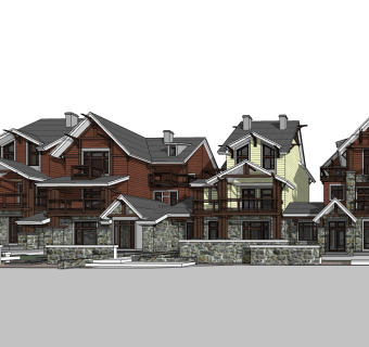 欧式别墅外观草图大师模型，别墅外观sketchup模型免费下载