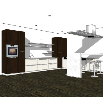 现代橱柜草图大师模型，橱柜sketchup模型