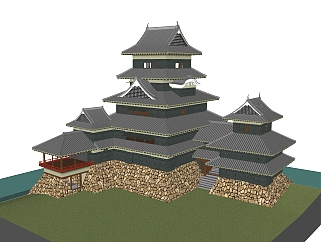日式建筑城堡草图大师模型下载、日式建筑su模型下载