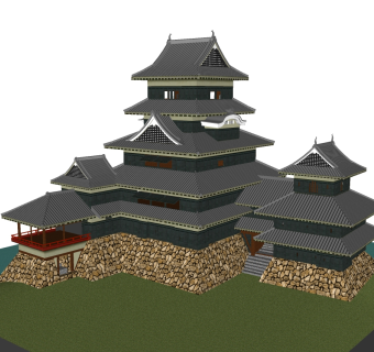 日式建筑城堡草图大师模型下载、日式建筑su模型下载